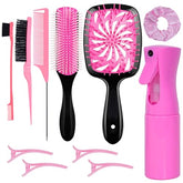 FlyLanyards 11pc hair brush set packaging shows everything included for easy at-home styling.