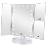 Flymiro Tri-fold vanity mirror with 3x magnification for precise eyeliner work.