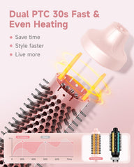FLYZEMAA Thermal Brush bristle design grips hair for snag-free, fast styling.