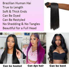 FMIDKOU 12A Brazilian hair bundles 24-inch full-coverage straight ends for sleek looks