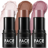 FOCALLURE 3 Pcs Contour Kit swatches show blush, bronze, and glow for quick sculpting.