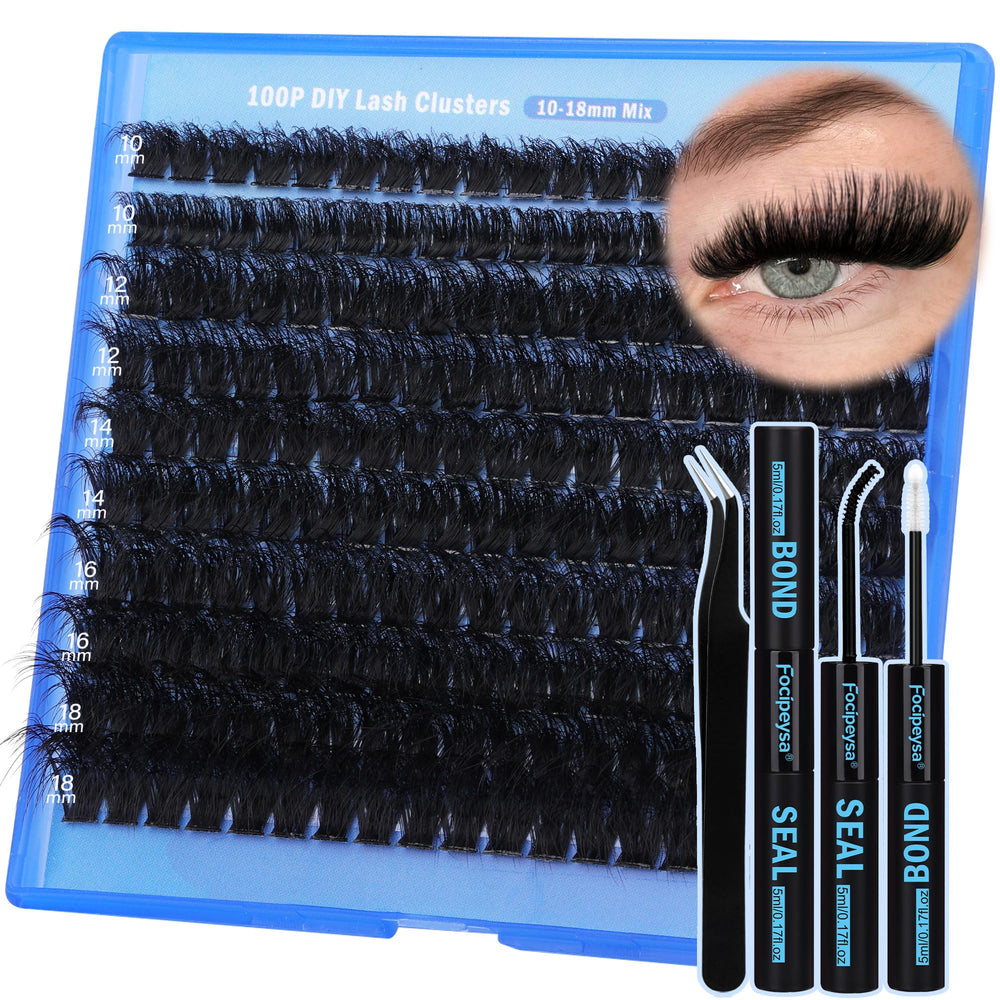 Focipeysa lash clusters pack at-home kit for salon-quality results.
