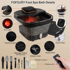 FOFOJÔY Collapsible Foot Spa Bath heating system image highlighting quick warm water options