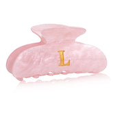 Fohufo acrylic letter hair clip pink monogram L with bold secure grip