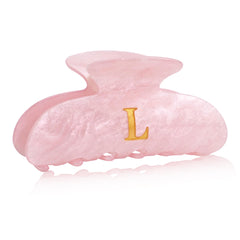 Fohufo acrylic letter hair clip pink monogram L with bold secure grip