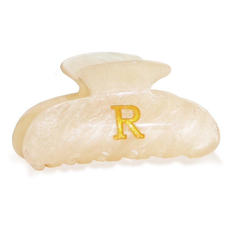 Fohufo acrylic letter R clip front view showing monogram style for chic everyday wear