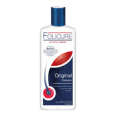 Folicure Shampoo bottle side view for gentle scalp cleansing