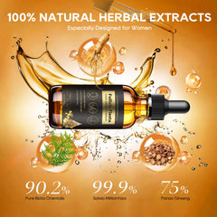 Folivive serum applied to scalp showing quick-absorbing formula.