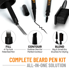 Follicle Booster Beard Pen Brush demonstrates gentle comb-through for final touch-ups.