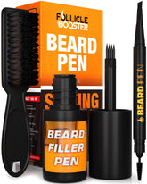 Follicle Booster Beard Pen Filler Kit packaging showcases premium design for on-the-go grooming.