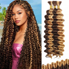 FONFUNY braiding hair 20inch balayage deep wave for lush, long-lasting boho braids.