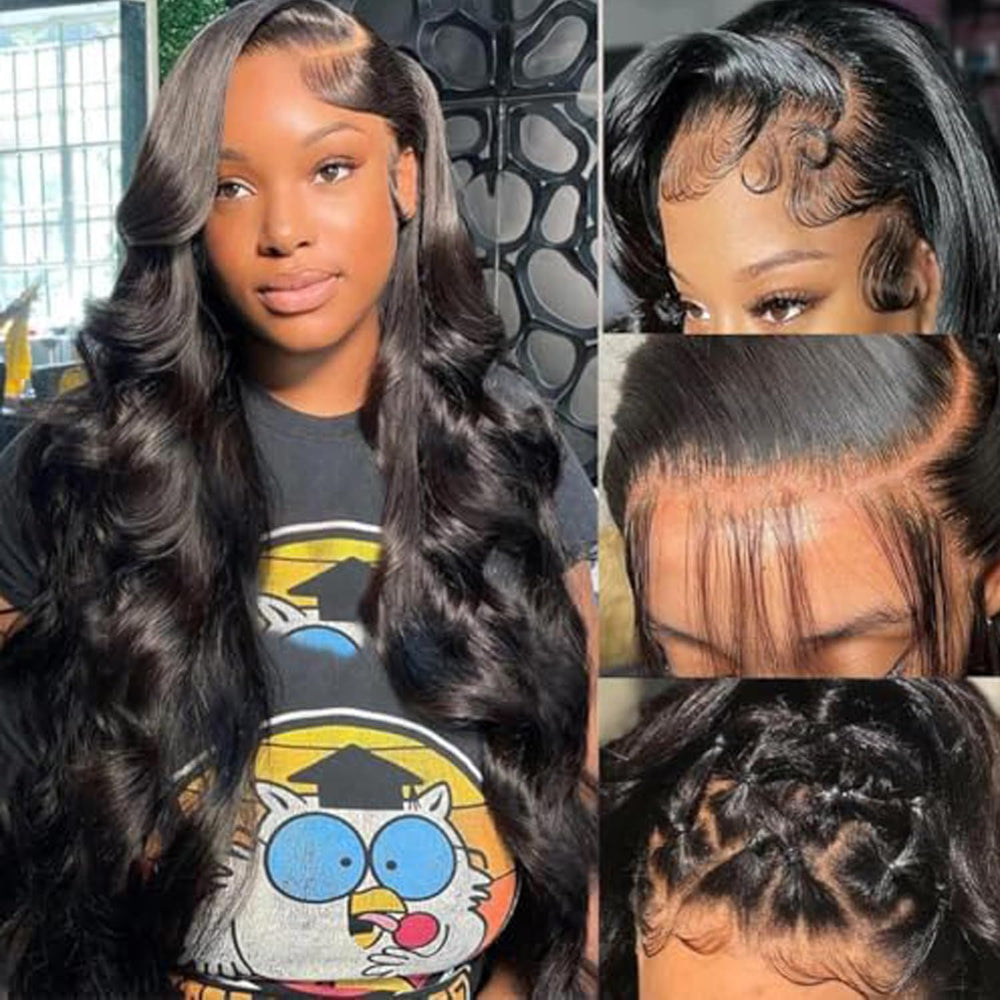 Fongly body wave lace front wig 13x6 18in with natural parting for everyday style.