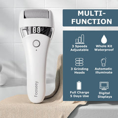 Fooseey callus remover with 3 heads installed for tailored treatment