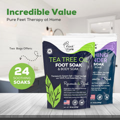 FOOT CURE lavender oil foot soak ingredients shown for gentle skin-softening routine