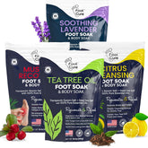Foot Cure premium epsom-salt foot soak packaging for at-home foot care.