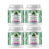 Foot Sense front packaging showing compact four-pack and fresh design, promotes convenience