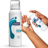 Footlogix DD Cream Mousse bottle shows a lightweight hydration solution for dry feet.
