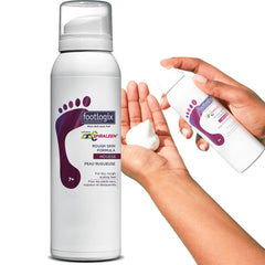 Footlogix Rough Skin Formula bottle showing moisture-focused care for dry feet