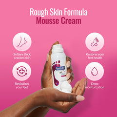 Closeup of Footlogix Rough Skin Formula on cracked heel for softness