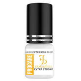 Forabeli Pro Care lash glue bottle closeup showing professional-grade strength