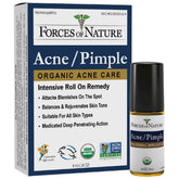 Forces of Nature acne rollerball close-up for precise spot treatment, fast-acting.