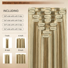 Forede balayage blonde extensions showing long color at a glance