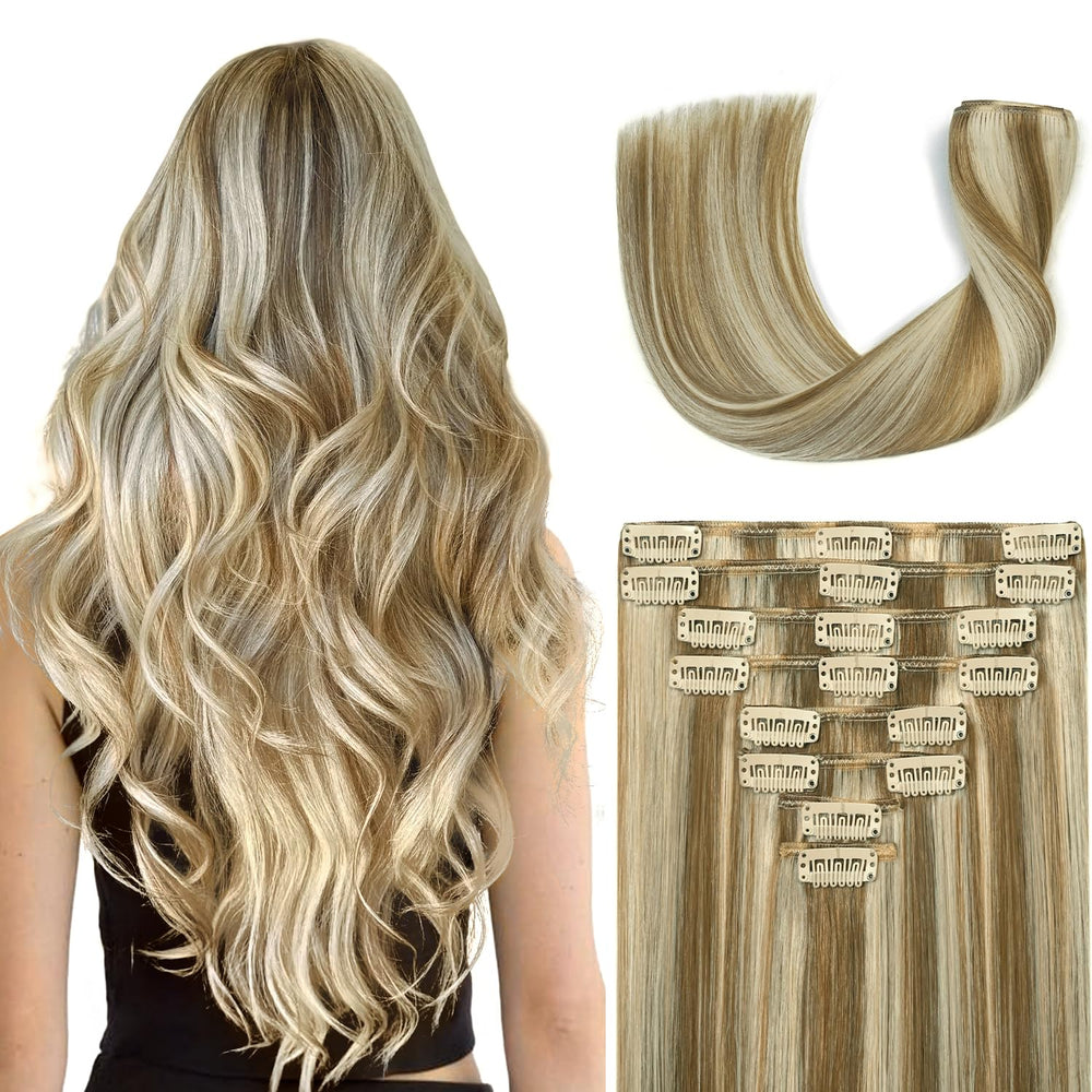Forede clip-in hair extensions 20inch eight-piece set adds instant length.