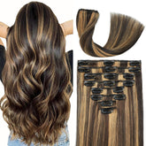 Forede clip-in extensions 20-inch balayage dark brown add natural length
