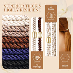 Forenee hair ties no-damage stretch demo—demonstrates 9-inch stretch for secure all-day wear