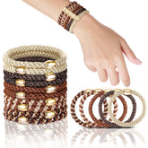 FORENEE hair ties wood grain 10pc pack shows durable braided bands for everyday hold