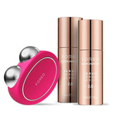 FOREO BEAR device close-up showing microcurrent activation for facial toning.