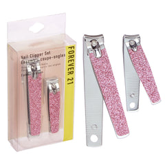 Forever 21 Nail Clippers Set pink glitter large clip for precise manicures