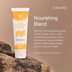 Forever Living Aloe Propolis Creme closeup highlights creamy texture for deep hydration