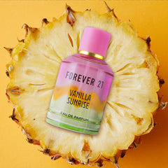 Forever 21 Vanilla Sunrise cap detail reflects refined packaging ideal for gifting.