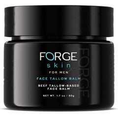 Forge Skin Wrinkle Defense balm jar closeup shows rich texture for hydration.