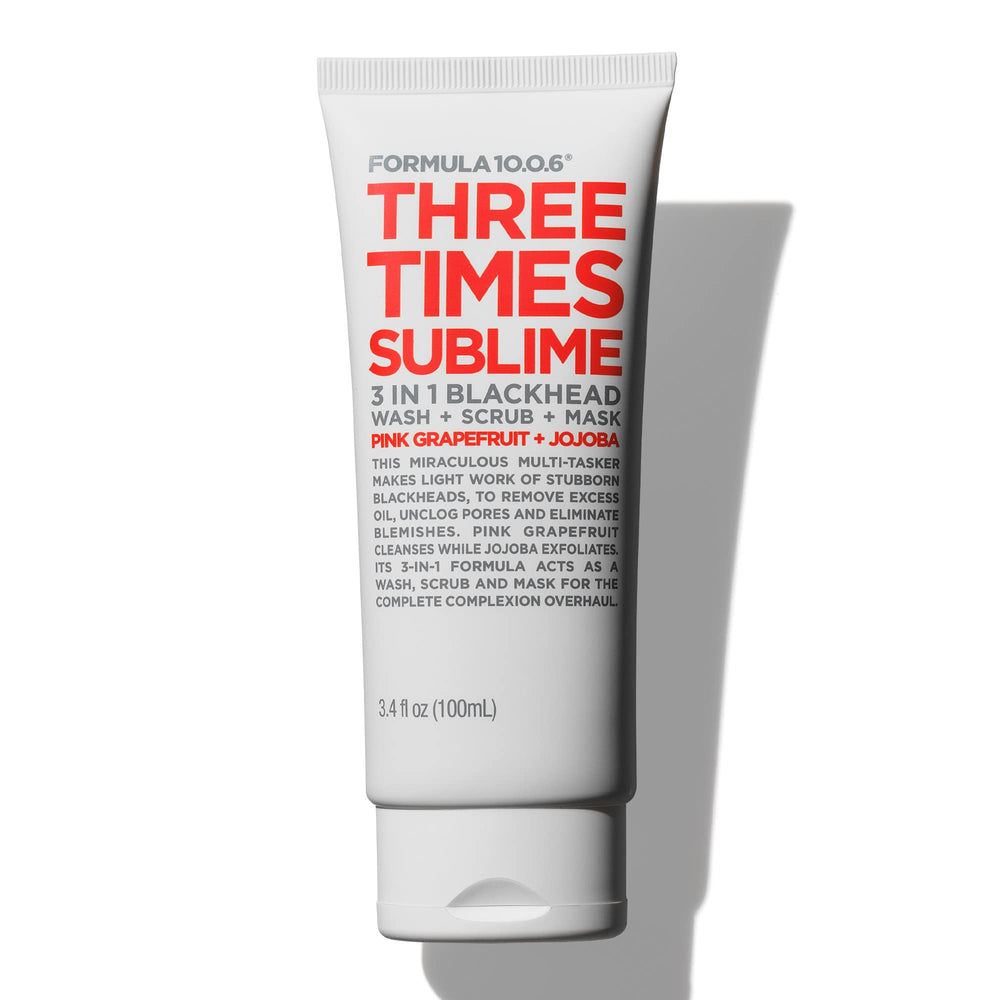 FORMULA 10.0.6 Tres Veces Sublime: botella para lavado, exfoliación suave y limpieza de poros.