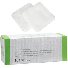 ForPro Premium Pure & Simple XL Facial Pads triple-layer detail emphasizes plush cotton for gentle cleansing.