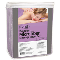 ForPro massage fitted sheet lavender—elastic fit stays secure on standard tables.