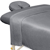 ForPro Professional Collection premium microfiber flat sheet in cool grey offers ultra-soft, easy-care comfort.