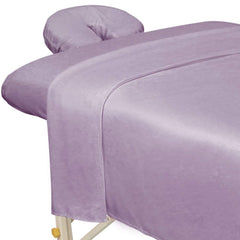 ForPro Professional Collection premium microfiber flat sheet lavender—soft, durable, ideal for daily spa use.