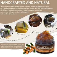 Forvirness black soap with argan oil promotes exfoliation for smoother skin.