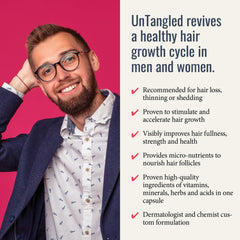 Foundation Skincare UnTangled Hair Vitamins capsules close-up communicates tangible capsules for easy swallowing