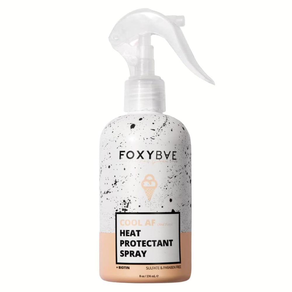FoxyBae heat protectant spray 8oz bottle guards hair up to 400°F for safer styling