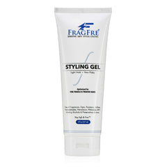 Fragfre light hold gel unscented bottle demonstrates lightweight styling for fragile hair