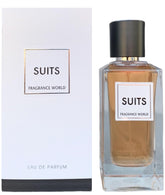 Fragrance World Suits unisex EDP spray front view showcasing versatile scent