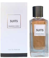 Fragrance World Suits unisex EDP spray front view showcasing versatile scent