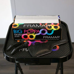 Framar Big Poppa 10x14 setup keeps foils organized at the station.