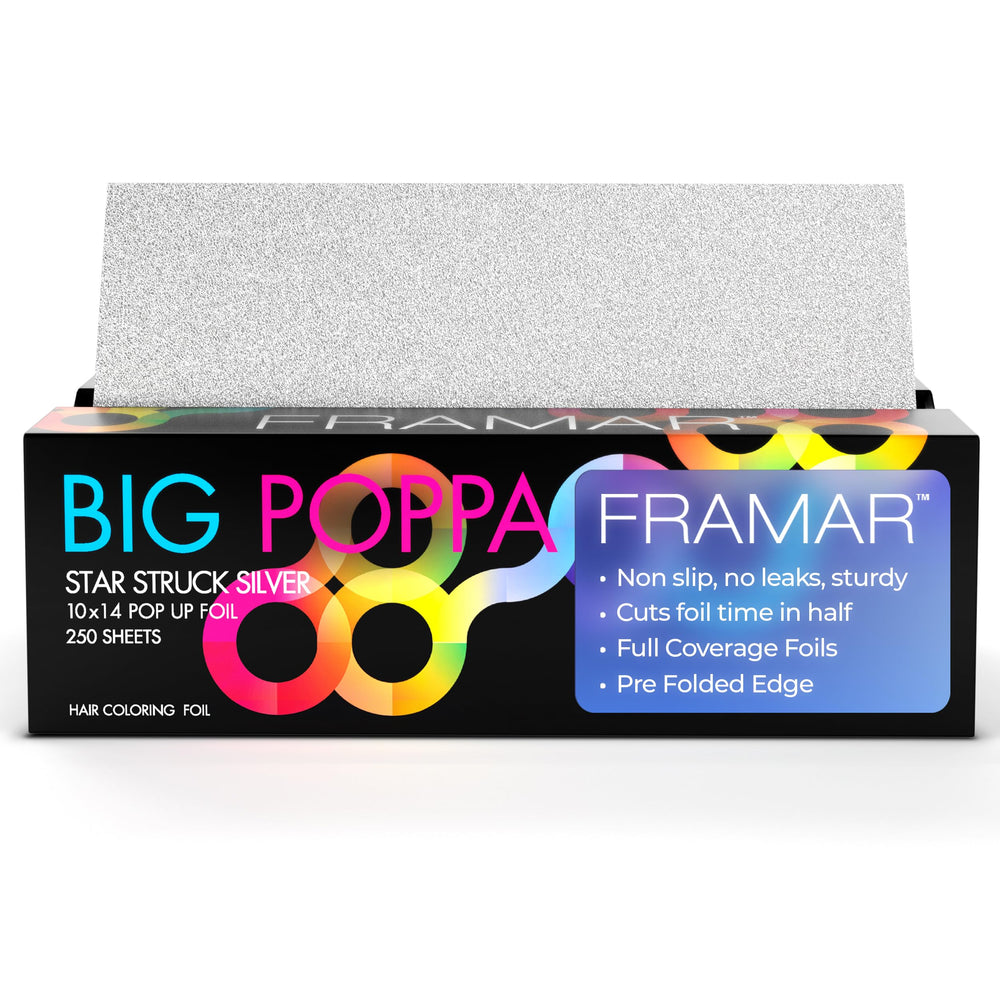 Framar Big Poppa silver pop-up foil box ready for efficient highlighting sessions.