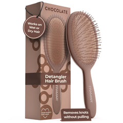 FRAMAR chocolate detangler brush eases tough tangles with flexible bristles