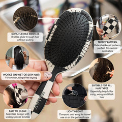 FRAMAR detangler-bristles-closeup shows gentle glide through wet hair.